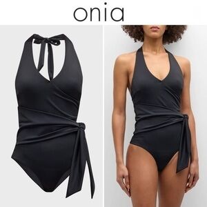 Onia Elena Halter One-Piece Swimsuit in Black sz S